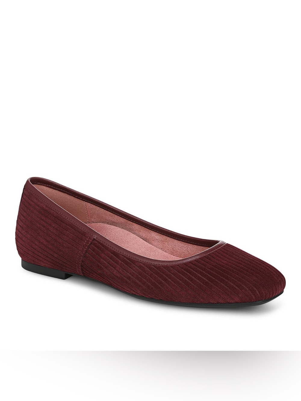 Vionic Women's Wine Burgundy Ribbed Ballet Flats with arch support